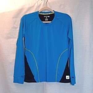 Sperry Top Sider Rash Guard Swim/casual Shirt Blue and Black Color block SZ Med
